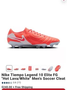 Nike Men's Tiempo Legend 10 Elite FG Soccer Cleats - Hot Lava/White